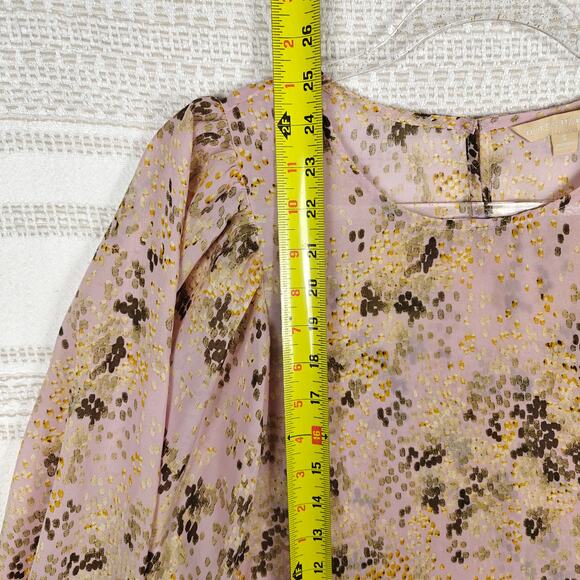 Hope & Harlow Pink Sheer Floral Blouse Oversized Sleeves Size S NEW - Picture 4 of 8